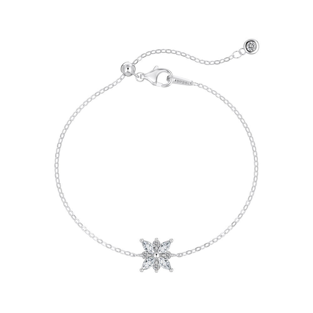 Glacier Bloom S925 Sterling Silver Snowflake Crystal Jewelry Set