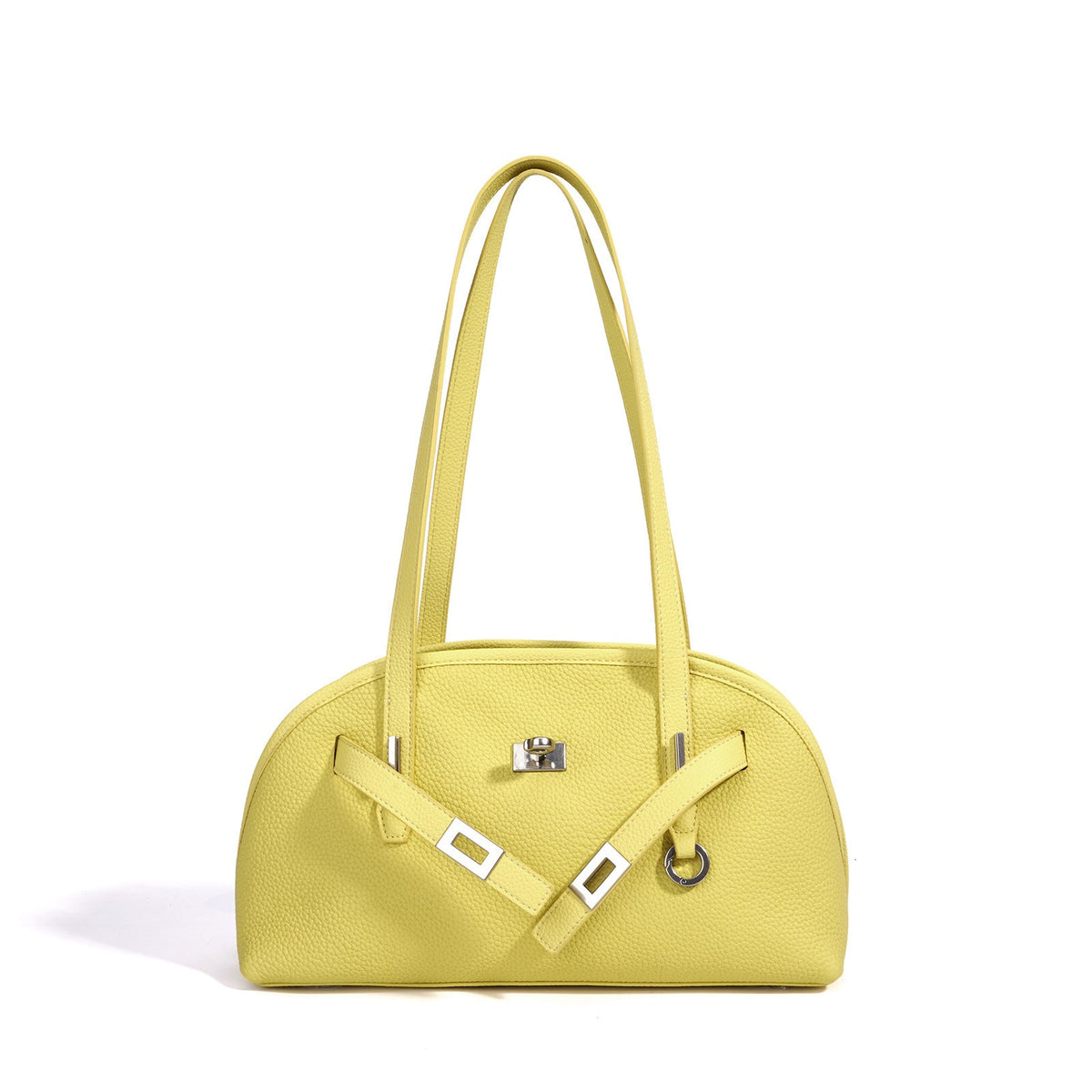 Women's Pebbled Cowhide Half-Moon Tote Bag with Quilted Liner