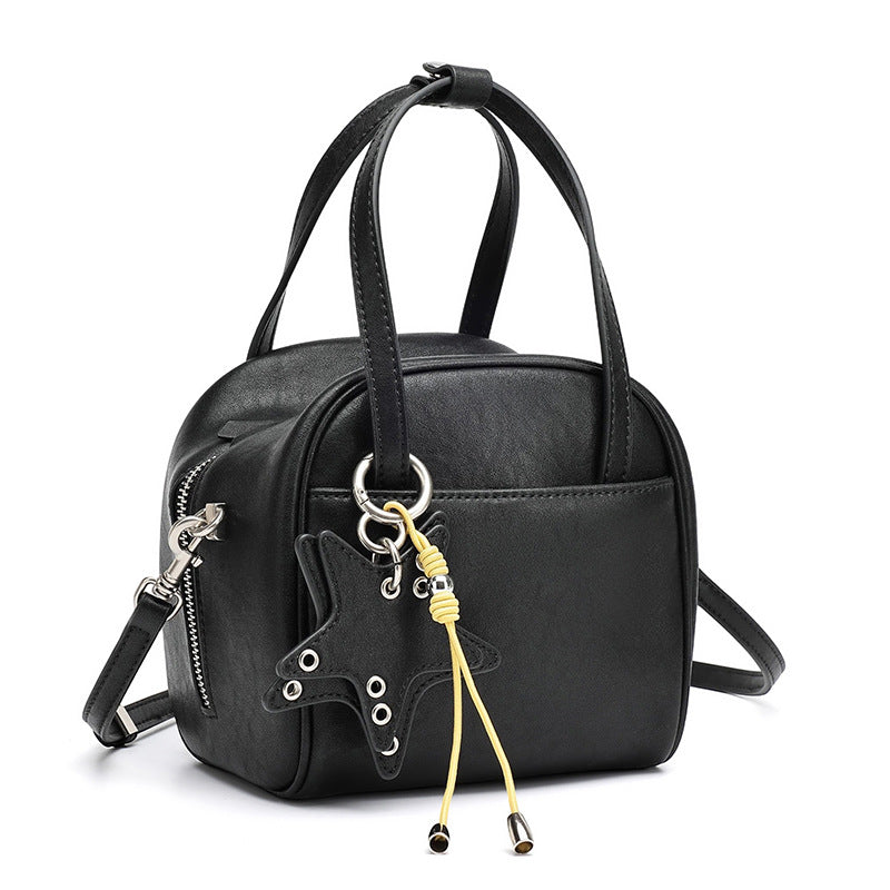 Women's Genuine Leather Mini Boston Bag with Star Charm