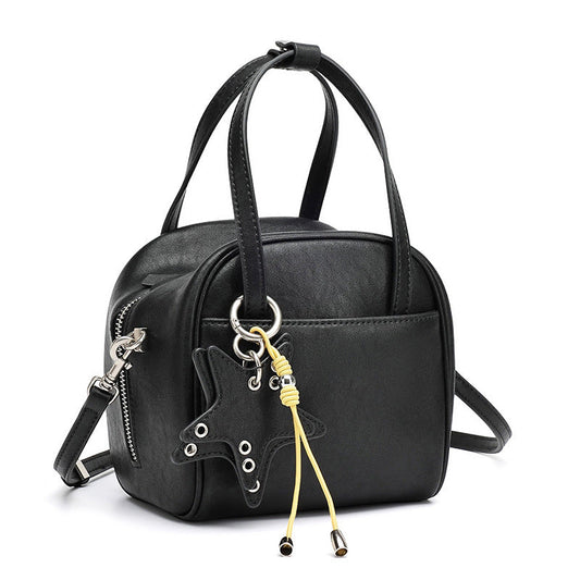 Women's Genuine Leather Mini Boston Bag with Star Charm