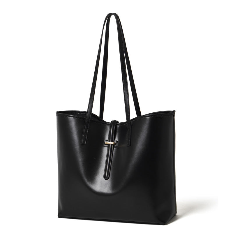 Women's Cowhide Tote Bag Set with Convertible Inner Pouch