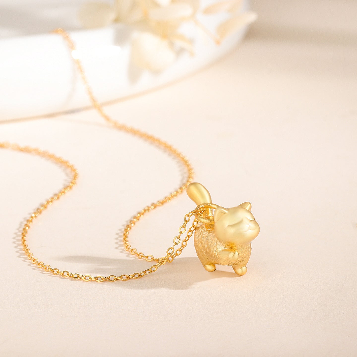 Playful Kitty Cat Pendant Necklace, S999 Sterling Silver Animal Jewelry