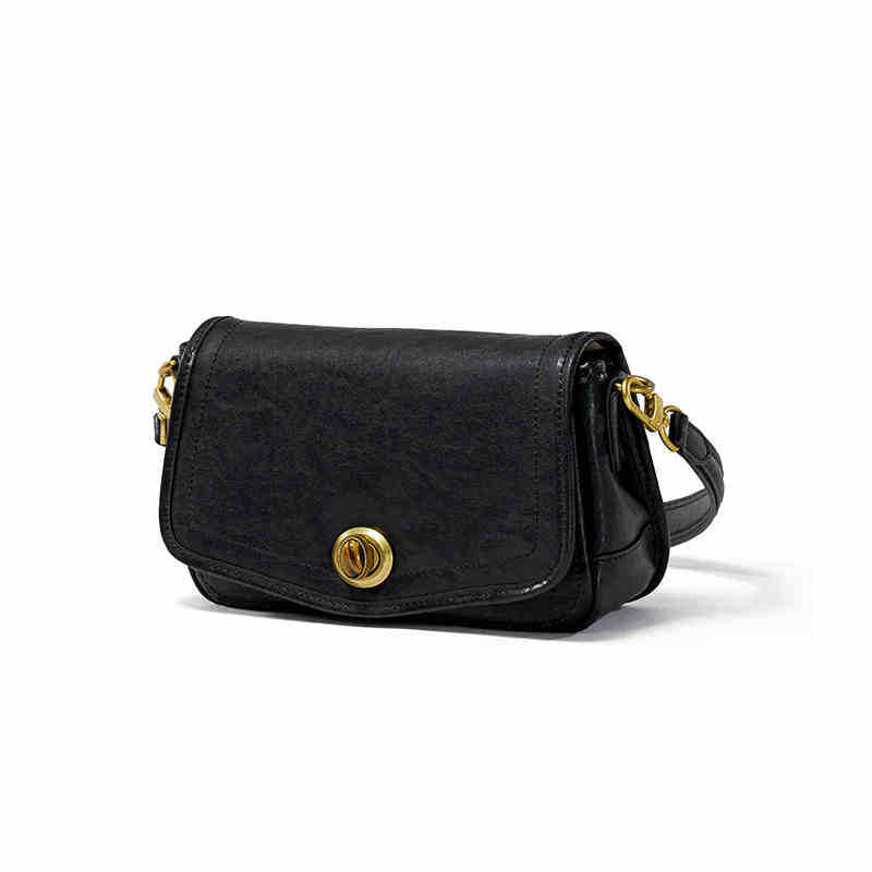 Women's Washed Cowhide Turn-Lock Flap Crossbody Bag