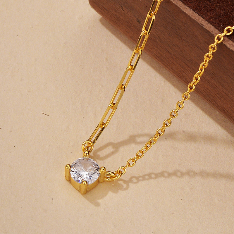 “Luxe Line” S925 Sterling Silver Zircon Irregular Chain Necklace