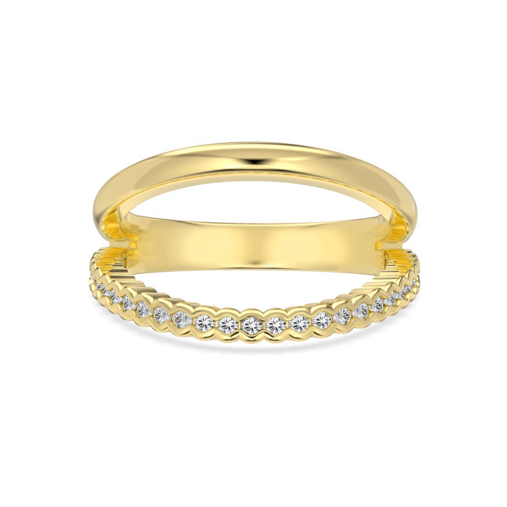 Lumière Line Sculptural Stackable Ring Collection with Zircon Accents, S925 Sterling Silver