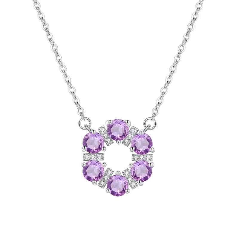 Crystal Wreath S925 Sterling Silver Natural Crystal Halo Necklace