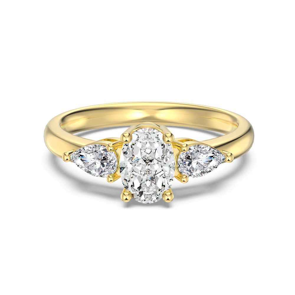 Éclat Trinity S925 Sterling Silver Oval Zircon Three Stone Ring