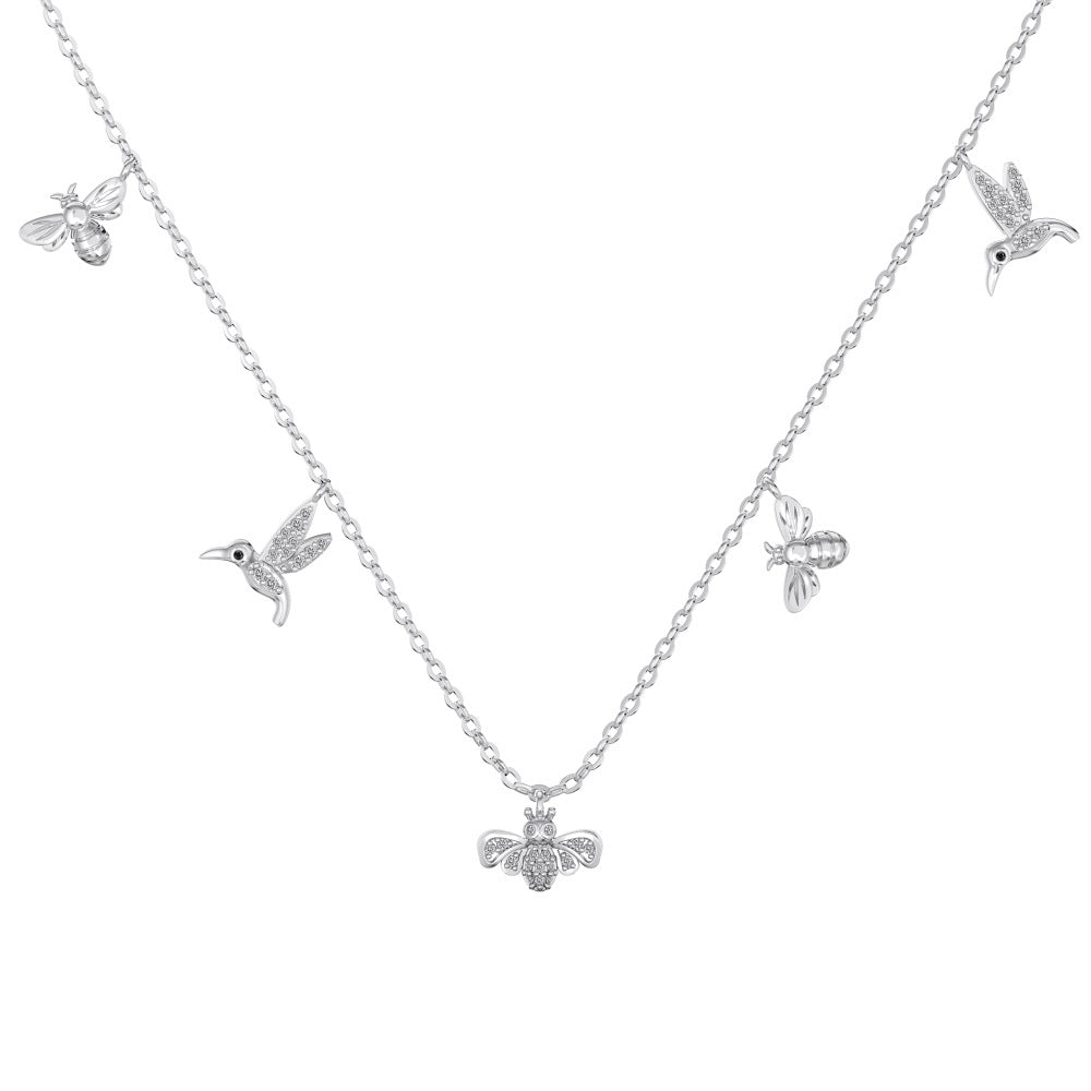 “Firefly Hummingbird” S925 Sterling Silver Zircon Necklace & Bracelet Set