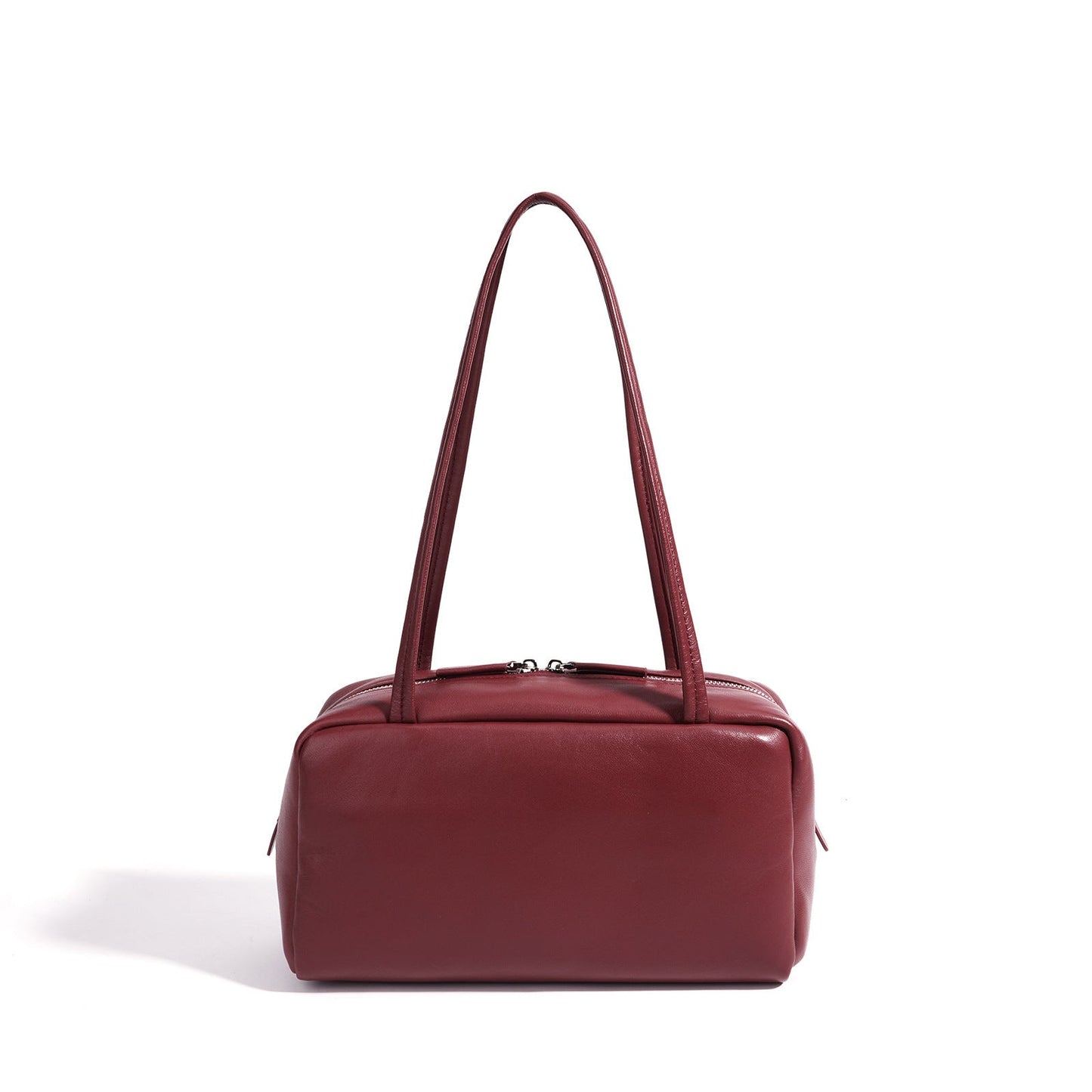 Women's Genuine Sheepskin Bowling Bag with Double Zipper