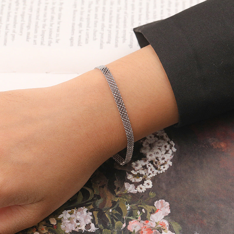 “Woven Radiance” S925 Sterling Silver Vintage-Inspired Woven Bracelet
