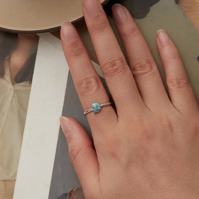 Aqua Shell S925 Sterling Silver Ocean-Inspired Adjustable Ring