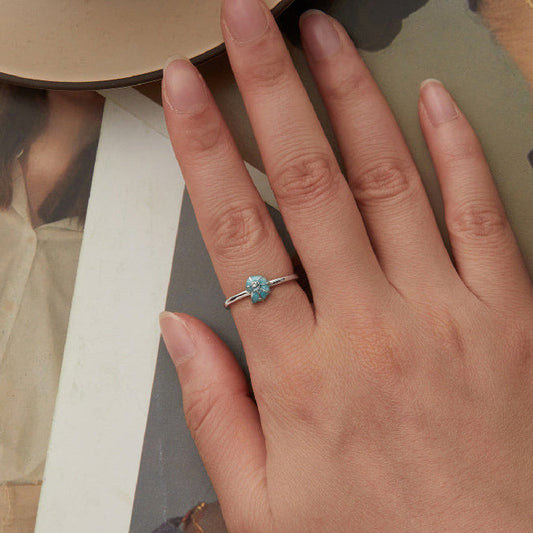 Aqua Shell S925 Sterling Silver Ocean-Inspired Adjustable Ring
