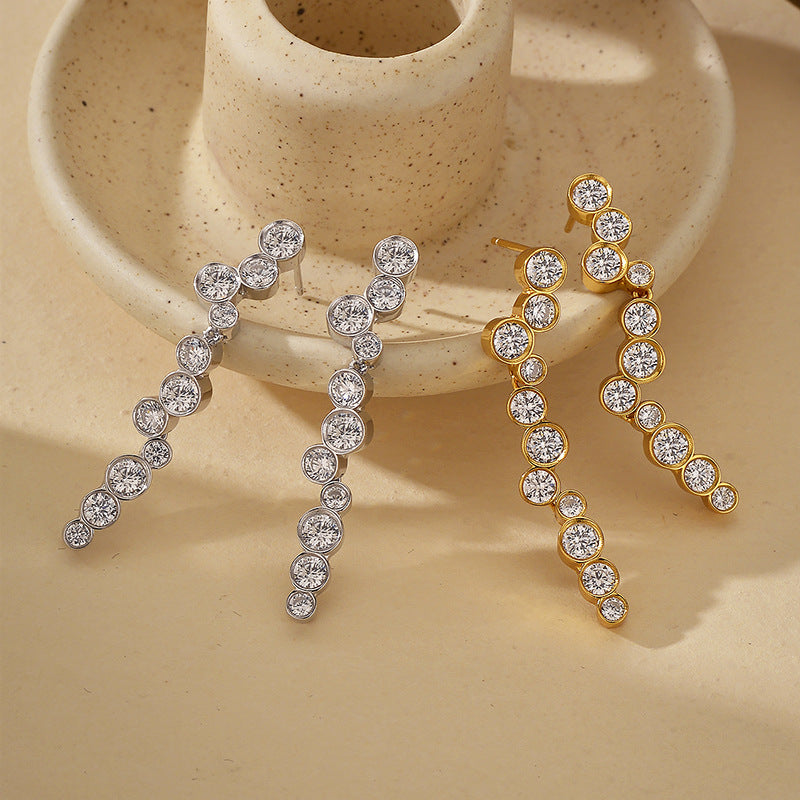 “Irregular Halo” S925 Sterling Silver Round Stud Earrings with Sparkling Accents