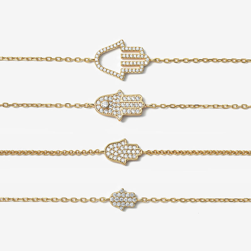 “Palm Glow” S925 Sterling Silver Zircon Hand Bracelet
