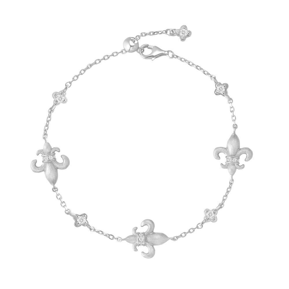 S925 Sterling Silver Iris Bloom Adjustable Bracelet Floral Zircon Silver Gold