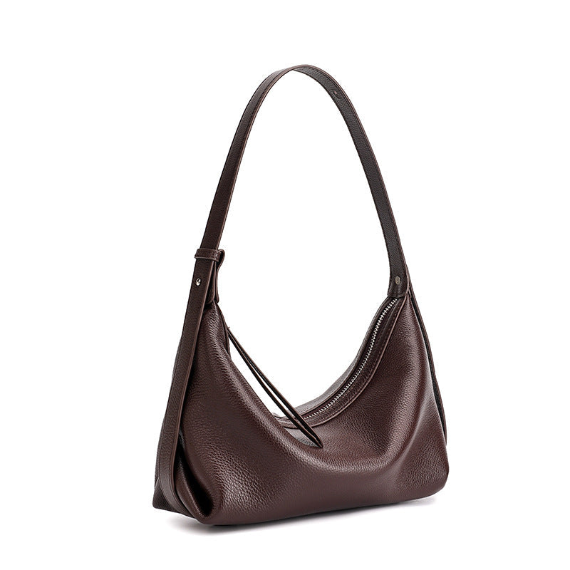 Women's Pebbled Cowhide Slouchy Hobo Bag with Hidden Strap