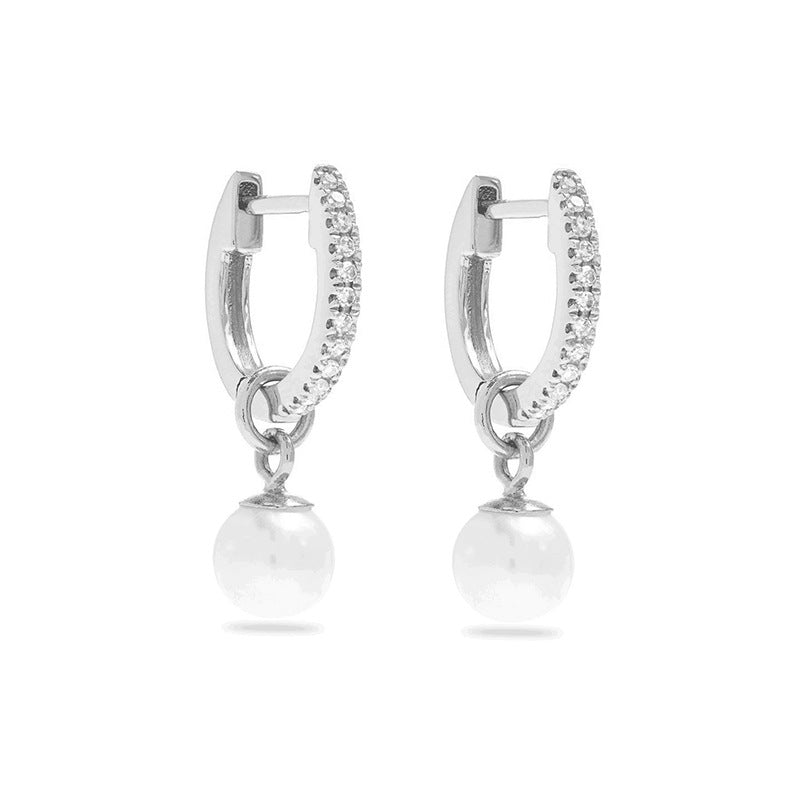 “Pearl Stardust” S925 Sterling Silver Pearl and Sparkling Accent Earrings