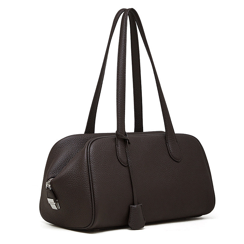 Women's Pebbled Cowhide East-West Bowling Tote Bag