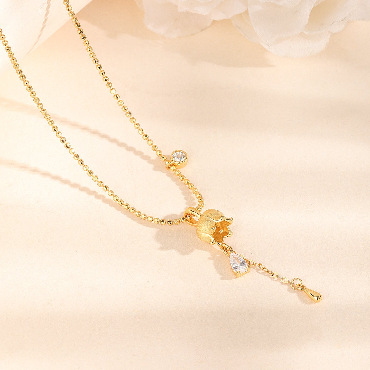Lily Drop S925 Sterling Silver Lily of the Valley Pendant Necklace