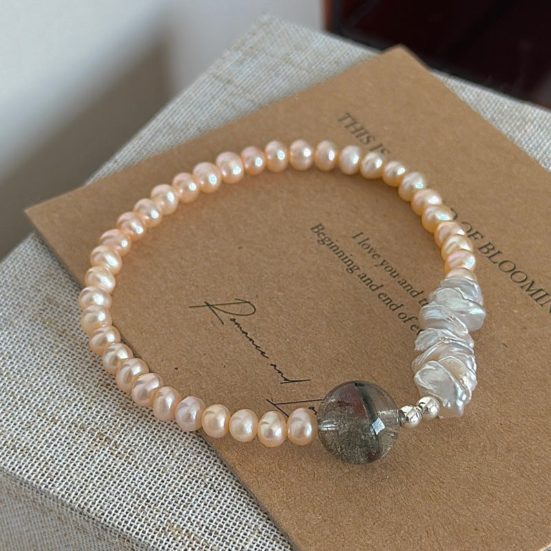 “Pearl Current” S925 Sterling Silver Adjustable Pearl Stretch Ring