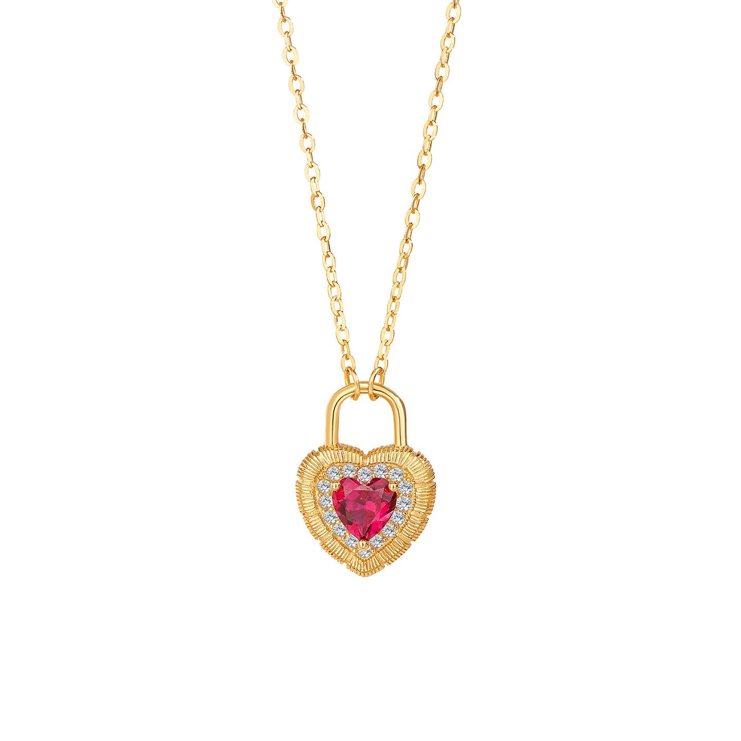 Royal Heart Lock Vintage Heart Pendant Necklace with Zircon in S925 Sterling Silver