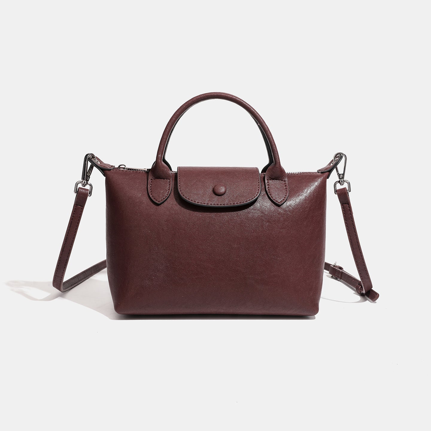 Women's Genuine Leather Dumpling Bag with Detachable Strap
