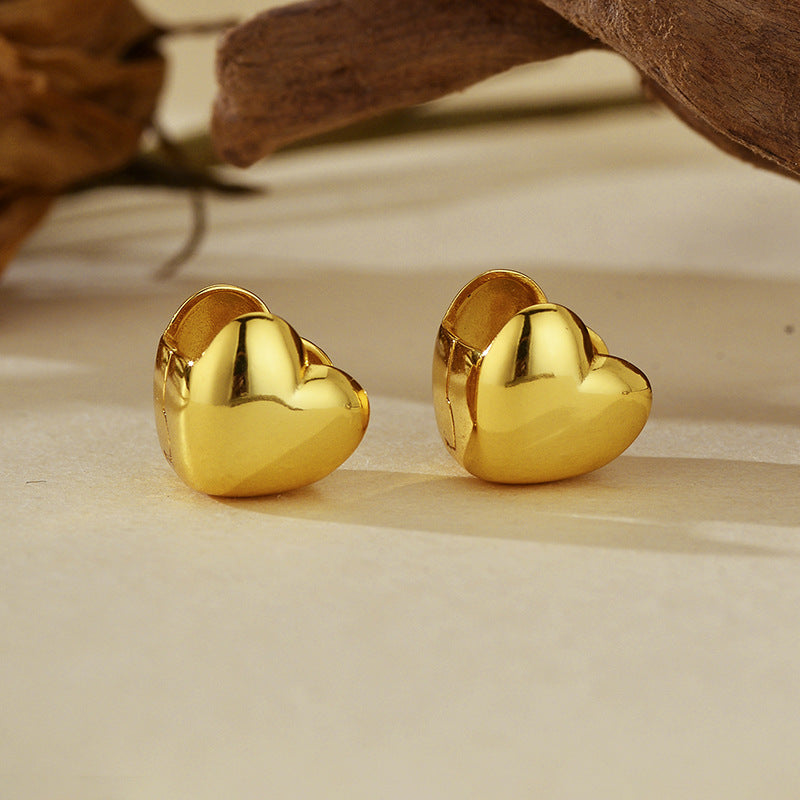 “Heart Embrace” S925 Sterling Silver Double-Sided Heart Hoop Earrings