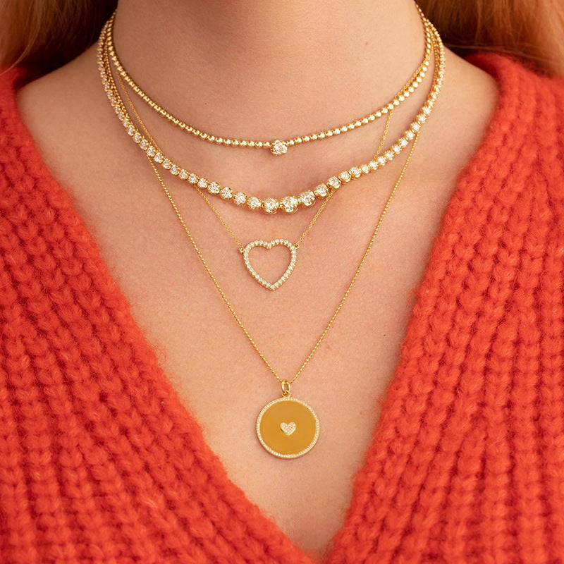 “Hollow Heart” S925 Sterling Silver Zircon Heart Pendant Necklace