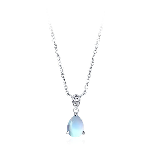 Luna Drop Teardrop Moonstone Necklace Earrings Set 925 Sterling Silver
