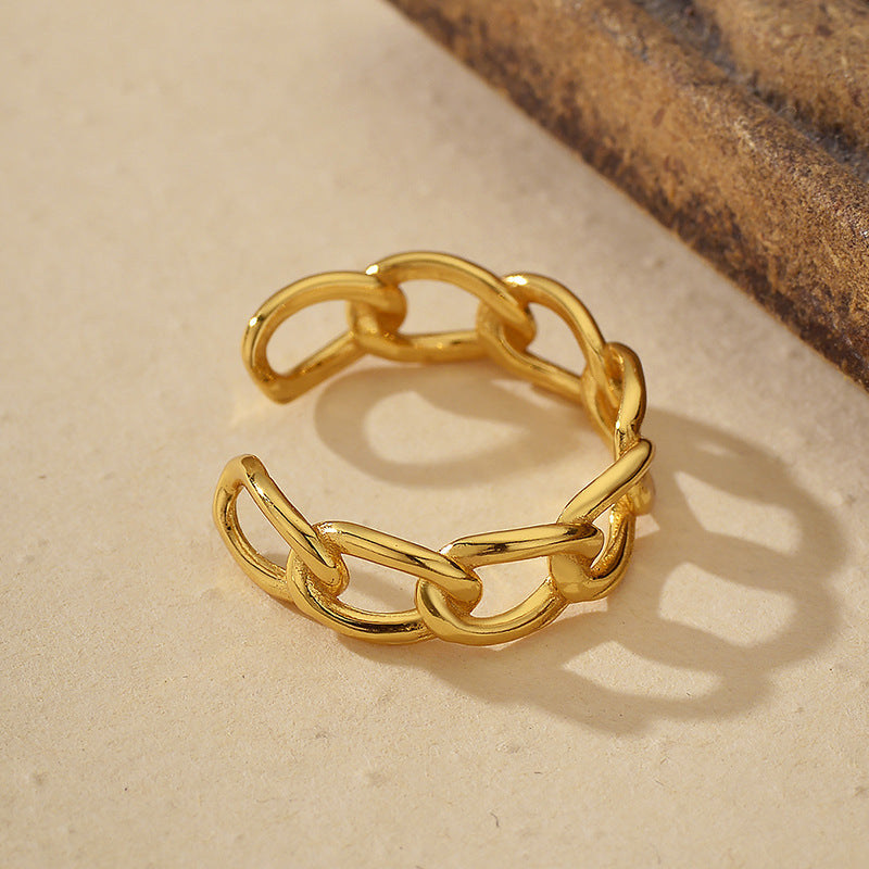 Minimal Interlocking Open Ring Sterling Silver Adjustable Sculptural Band