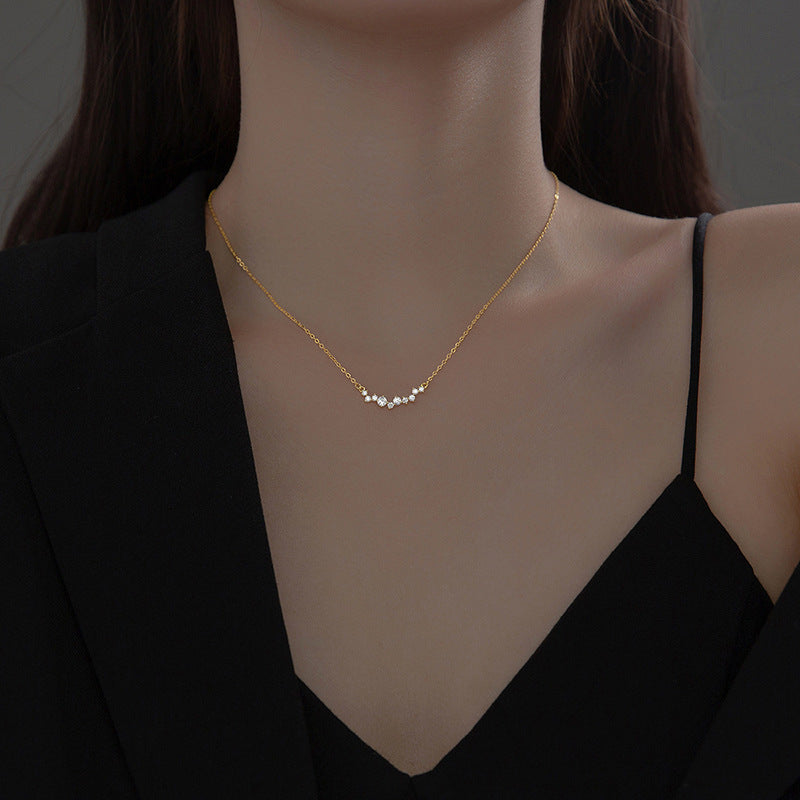 “Smile Eclat” S925 Sterling Silver Zircon Smile Pendant Necklace