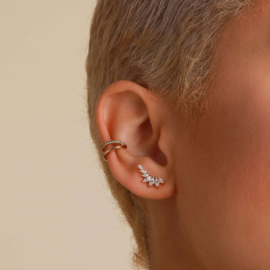 “Wing Eclat” S925 Sterling Silver Zircon Wing Stud Earrings