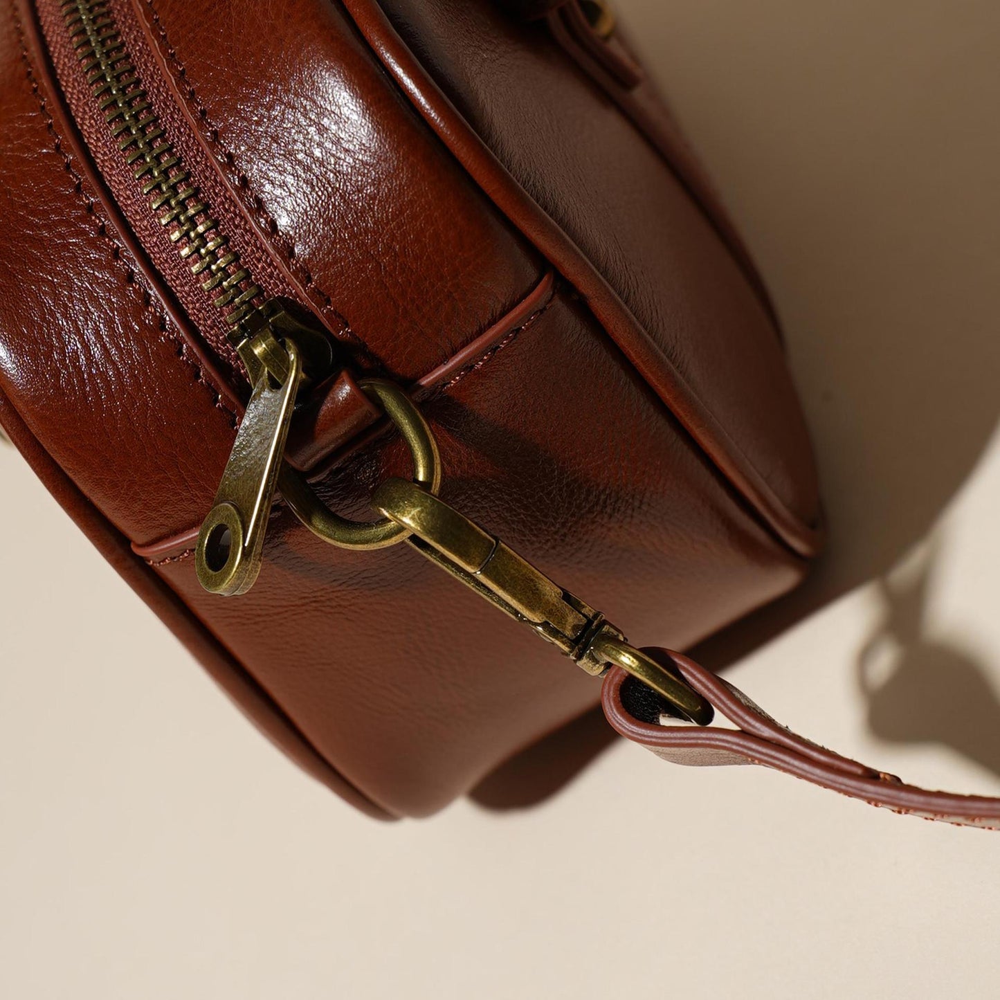 Women's Oil-Waxed Cowhide Mini Boston Bag with Top Handle