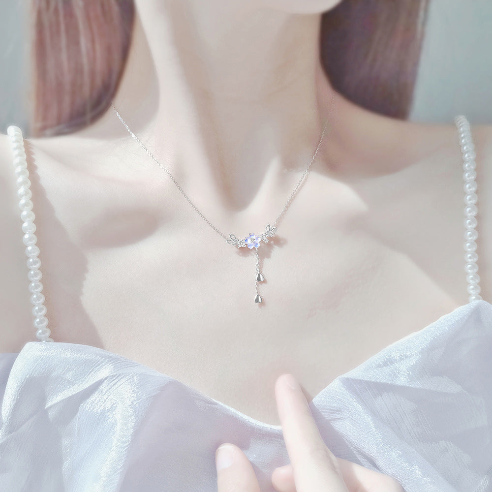 Sakura Flutter S925 Silver Cherry Blossom Tassel Jewelry Set