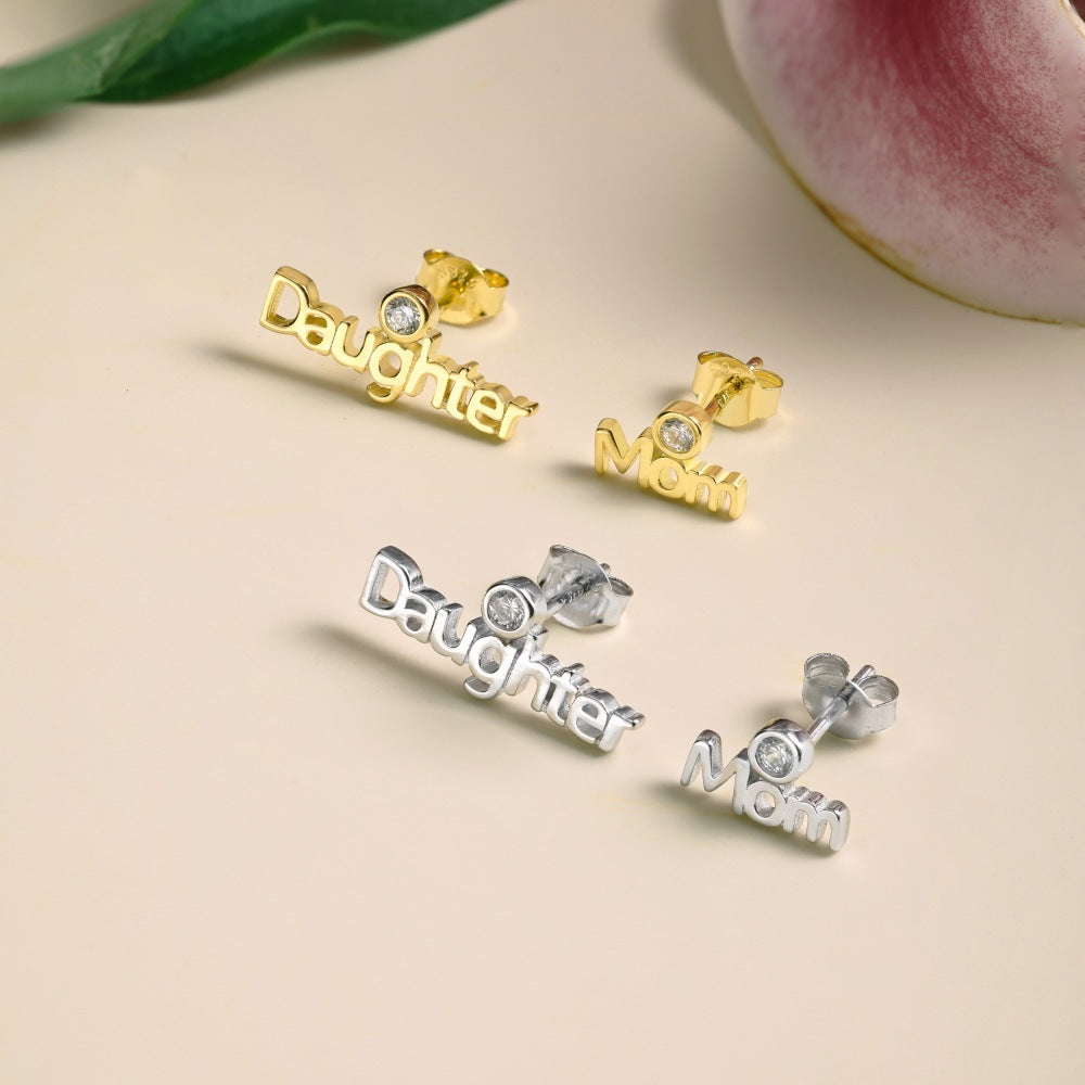 Mama Link S925 Sterling Silver Mom Necklace and Earrings Set