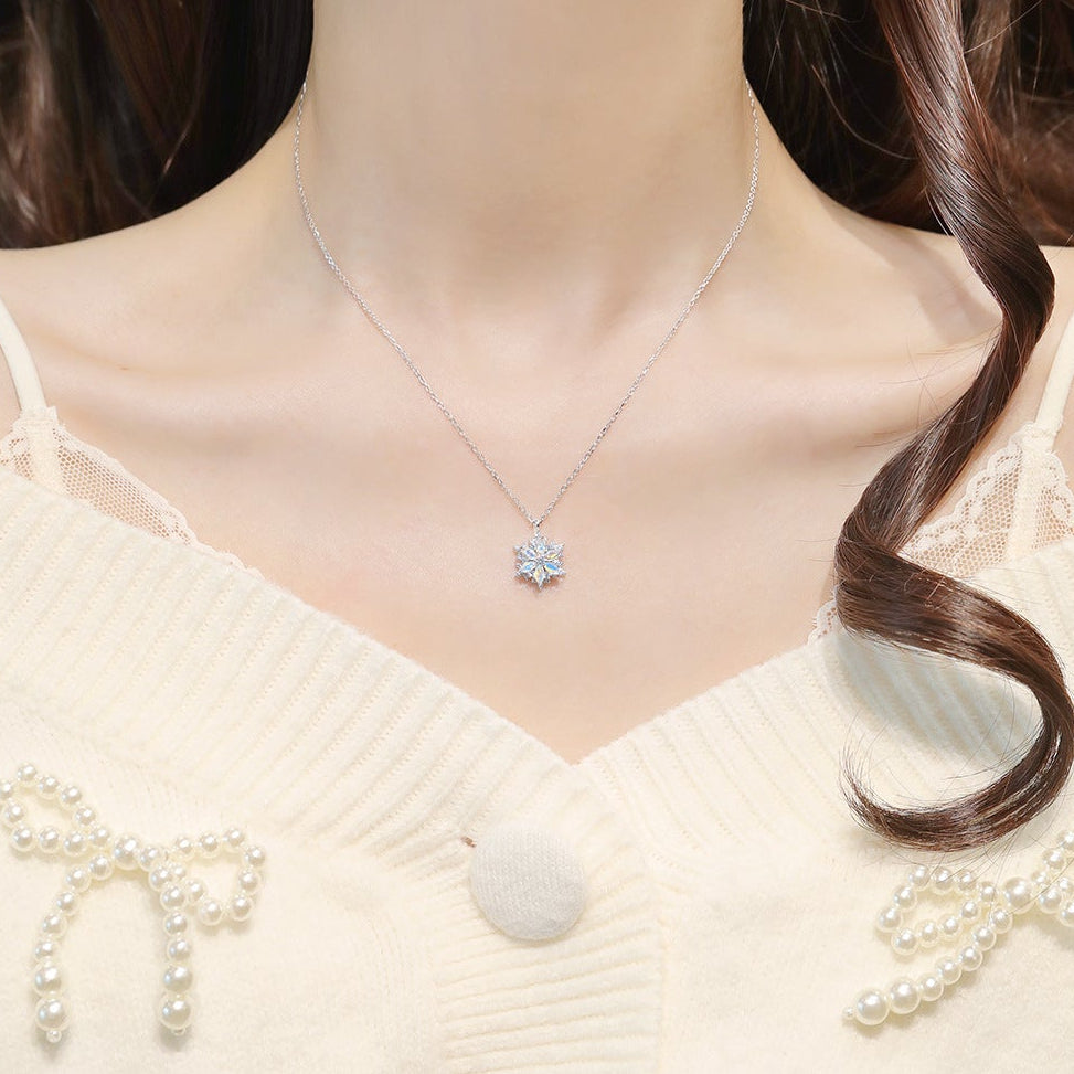 925 Sterling Silver Rotating Snowflake Necklace – Aurora Snowspin