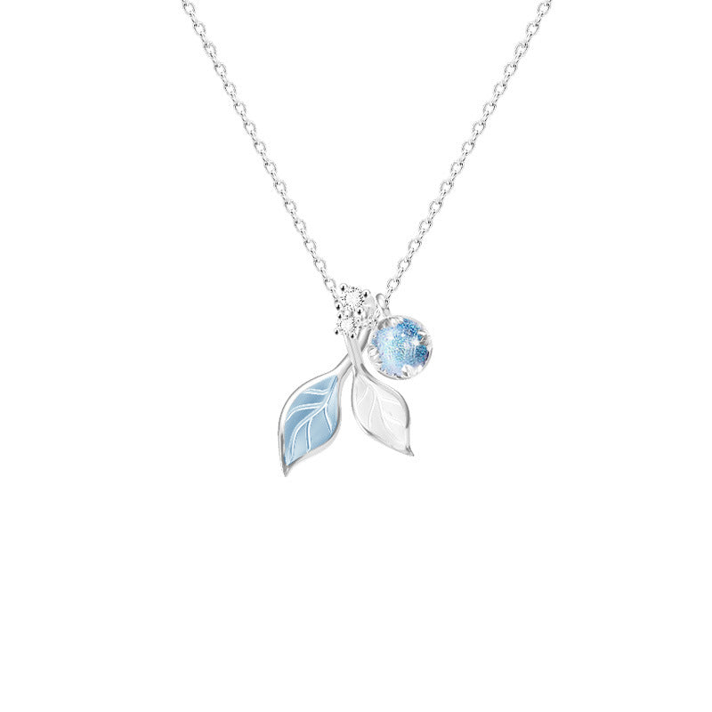 925 Sterling Silver Blue Glass Leaf Jewelry Set