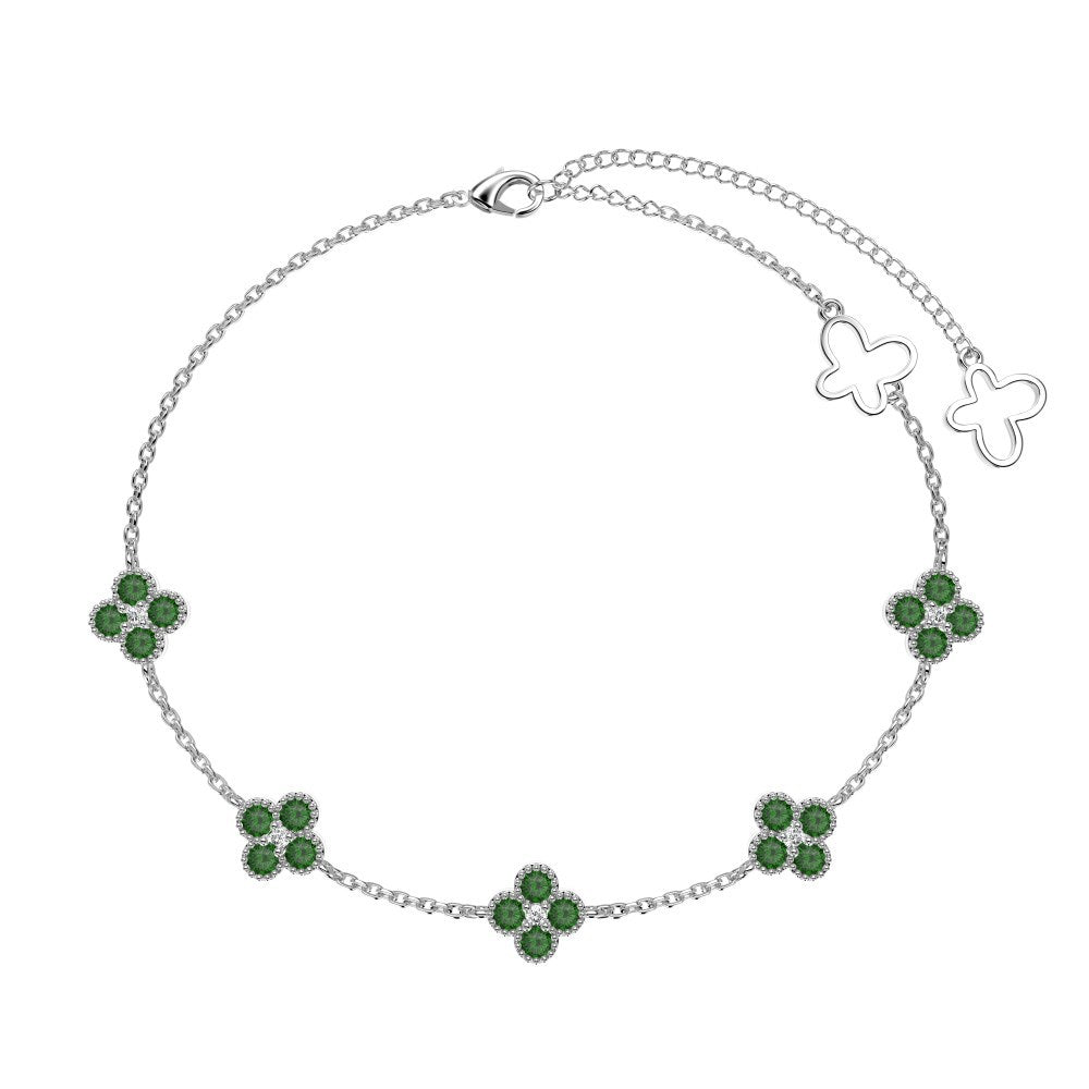 925 Sterling Silver Clover Zircon Bracelet – Lucky Clover Waltz