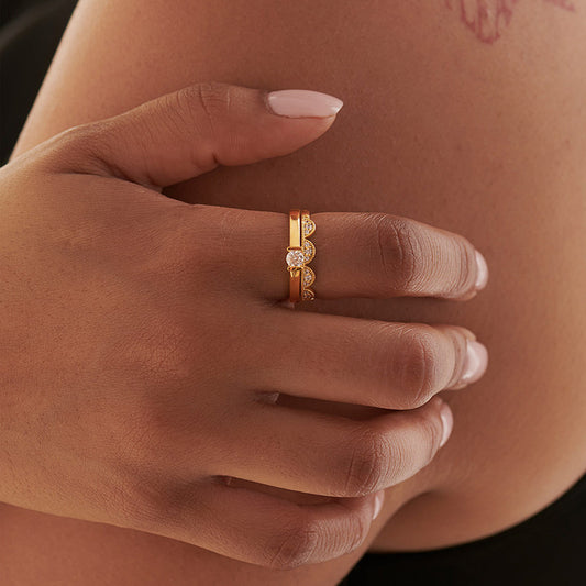 “Solitaire Wave” S925 Sterling Silver Open Adjustable Single Zircon Ring