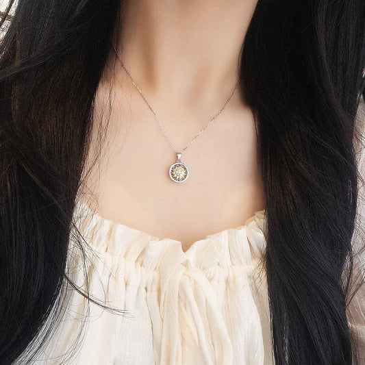 Sunlit Bloom Rotating Sunflower Pendant Necklace in S925 Sterling Silver