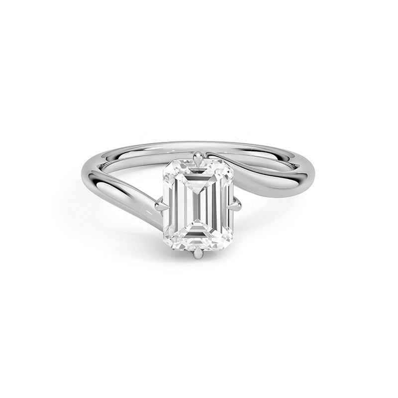“Square Radiance” S925 Sterling Silver Square Zircon Solitaire Ring