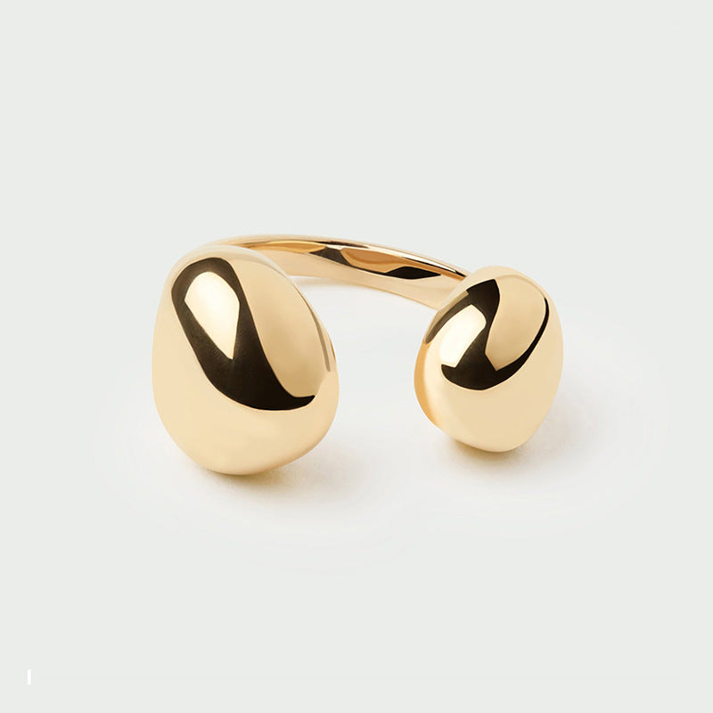 “Curved Harmony” S925 Sterling Silver Open Adjustable Asymmetrical Ring