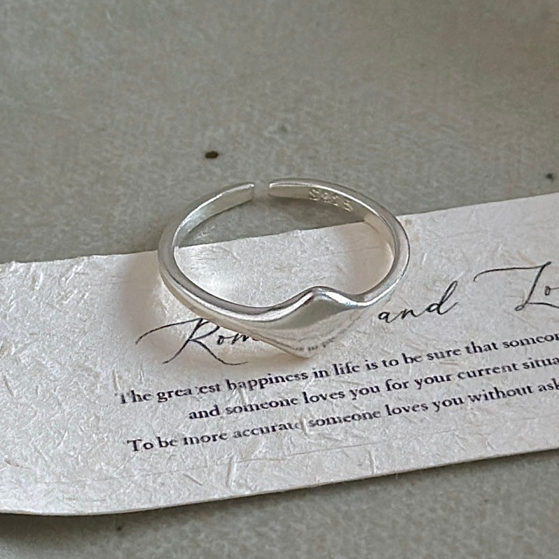 “Fluid Form” S925 Sterling Silver Open Adjustable Irregular Ring