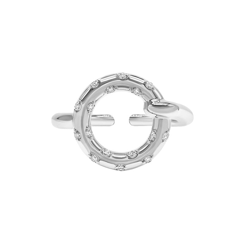 “Modern Orbit” S925 Sterling Silver Open Adjustable Geometric Ring