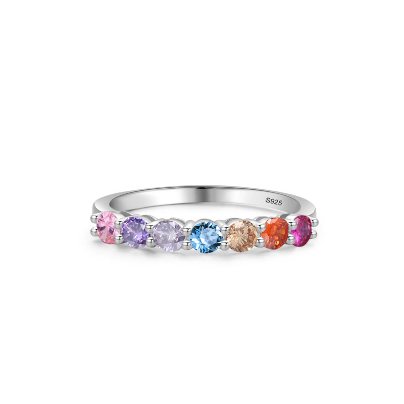 925 Sterling Silver Multi Stone Band Ring