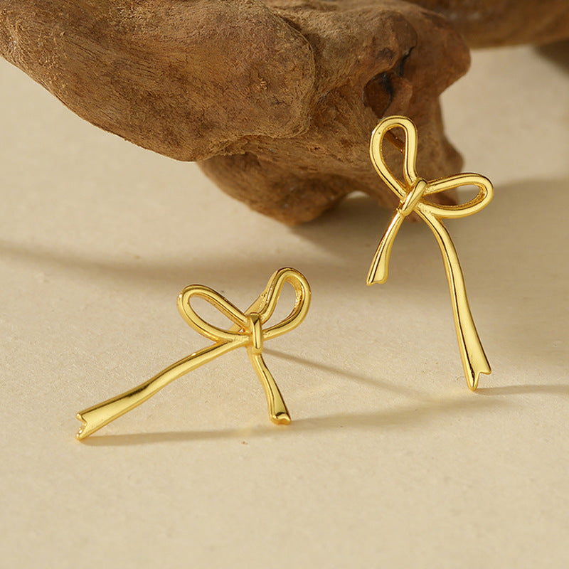 “Bow Muse” S925 Sterling Silver Bow Stud Earrings