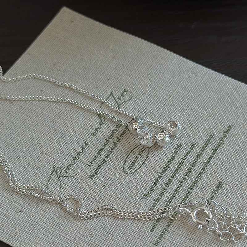 Pebble Gleam S925 Silver Faceted Bead Chain Necklace