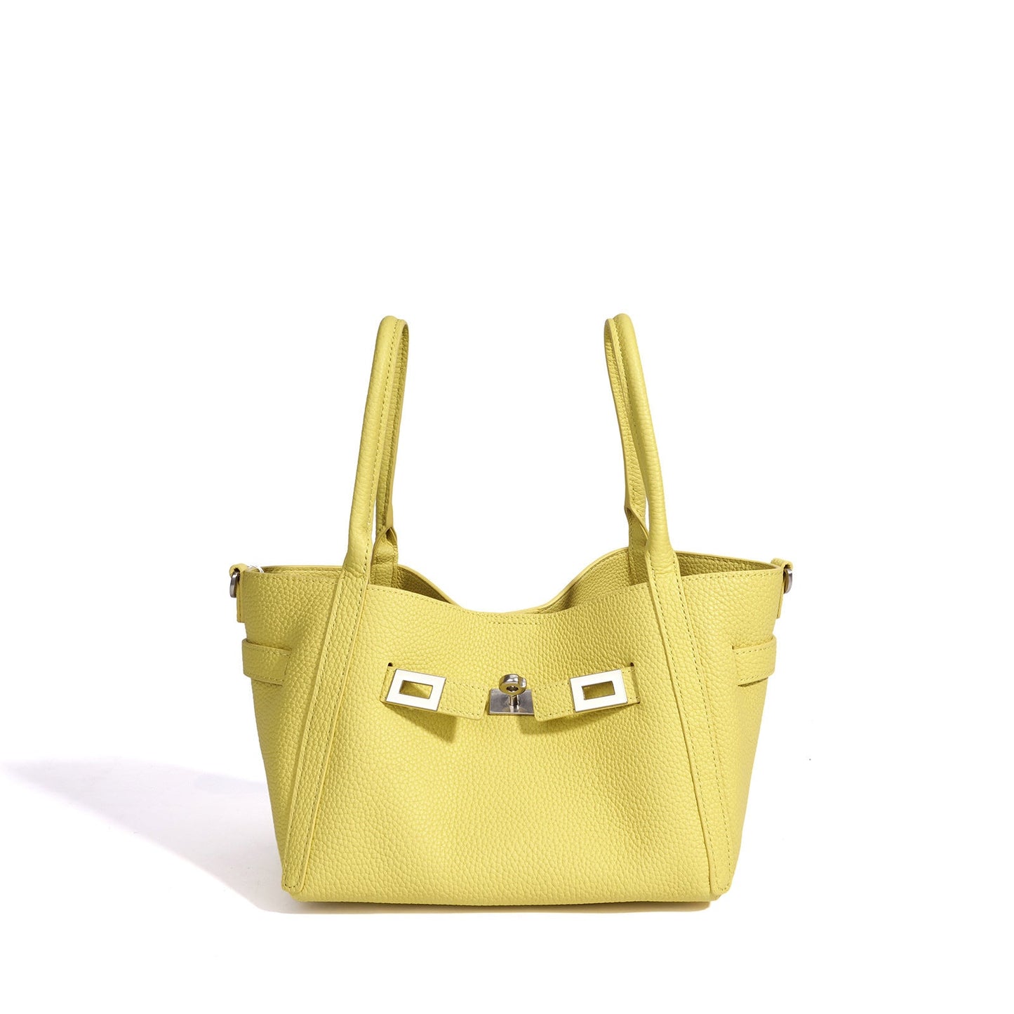 Women's Pebbled Cowhide Mini Bucket Bag with Detachable Pouch