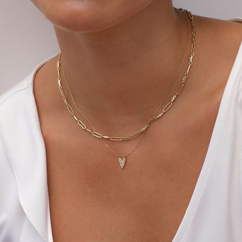 “Heart Radiance” S925 Sterling Silver Full-Pavé Zircon Heart Necklace