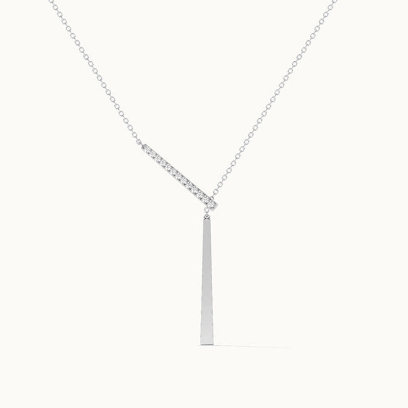 Linear Éclat S925 Silver Geometric Bar Drop Pendant Necklace